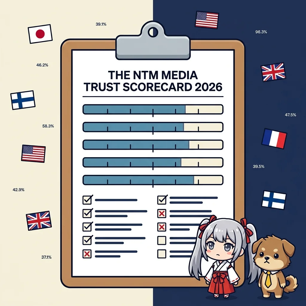 日本のオールドメディア信頼度2026——大手11社を独自採点し、世界の『メディア戦争』と比べる