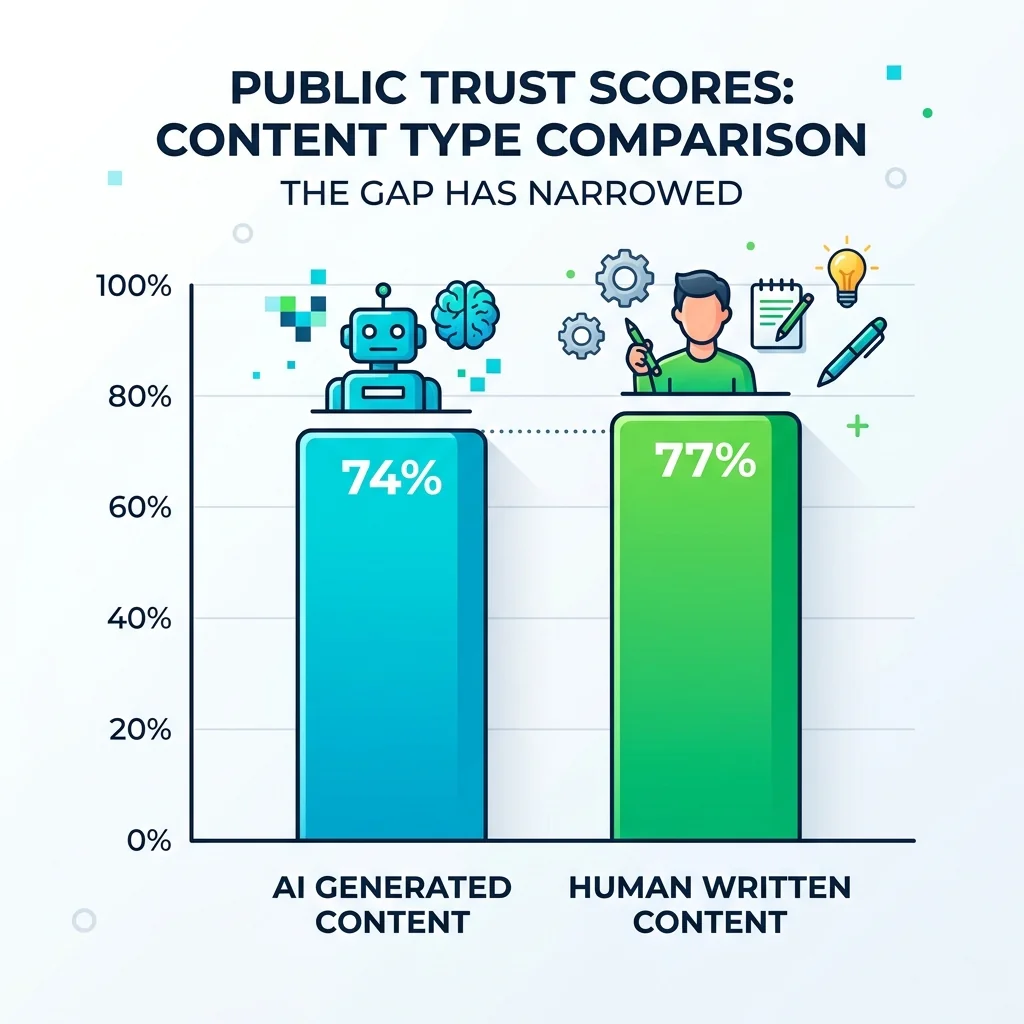 AI生成コンテンツと人間書きコンテンツの信頼度推移